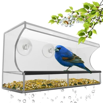 

Upgraded Window Bird Feeder, Large, Crystal Clear, Weatherproof Design（30*10*13CM）