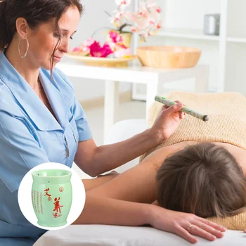 

1pc Durable Ceramic Useful Practical Portable Convenient Moxibustion Pot Moxa Cup Moxibustion Cup Moxibustion Can