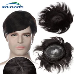 Rich Choices Men Toupee 0.13mm Thin Skin Hair System Replacement Transparent Remy Male Hair Wig 130% Density Hair Extensions