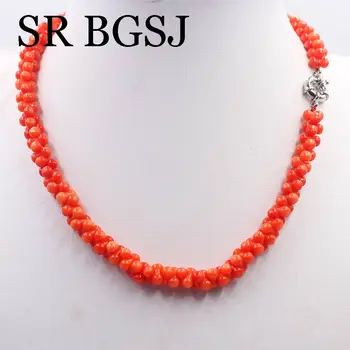 

Free Shipping 4x8mm White Red Pink Orange Bone Shape Sea Bamboo Natural Coral Beads Women Necklace Strand 17.5"