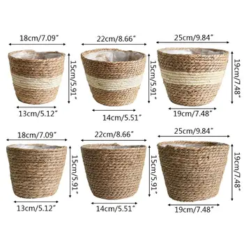 

2020 New Nordic Handmade Straw Storage Basket Indoor Outdoor Flower Pot Plant Container