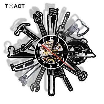 

Car Garage Tools Wall Clock Mechanic Service Car Vinyl Record Wall Watch Repairing Tool Clock Repairman living room decor Gift