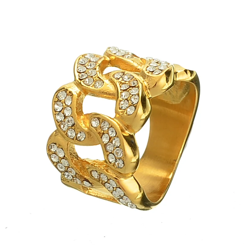 Кольца в стиле хип хоп со льдом стразы побрякушки кубинские звенья цепочка