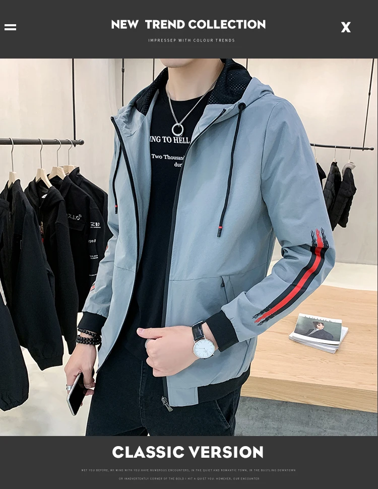 Осенние мужские куртки-бомберы с капюшоном Slim Fit Новая куртка-Ветровка черная цветная куртка Masculina винтажная куртка-бомбер