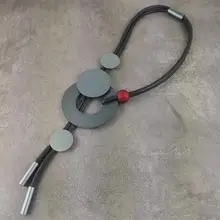 Розовые женские аксессуары модные черные резиновые веревочки Подвески повседневные длинные ожерелья звезда массивные украшения для зимы