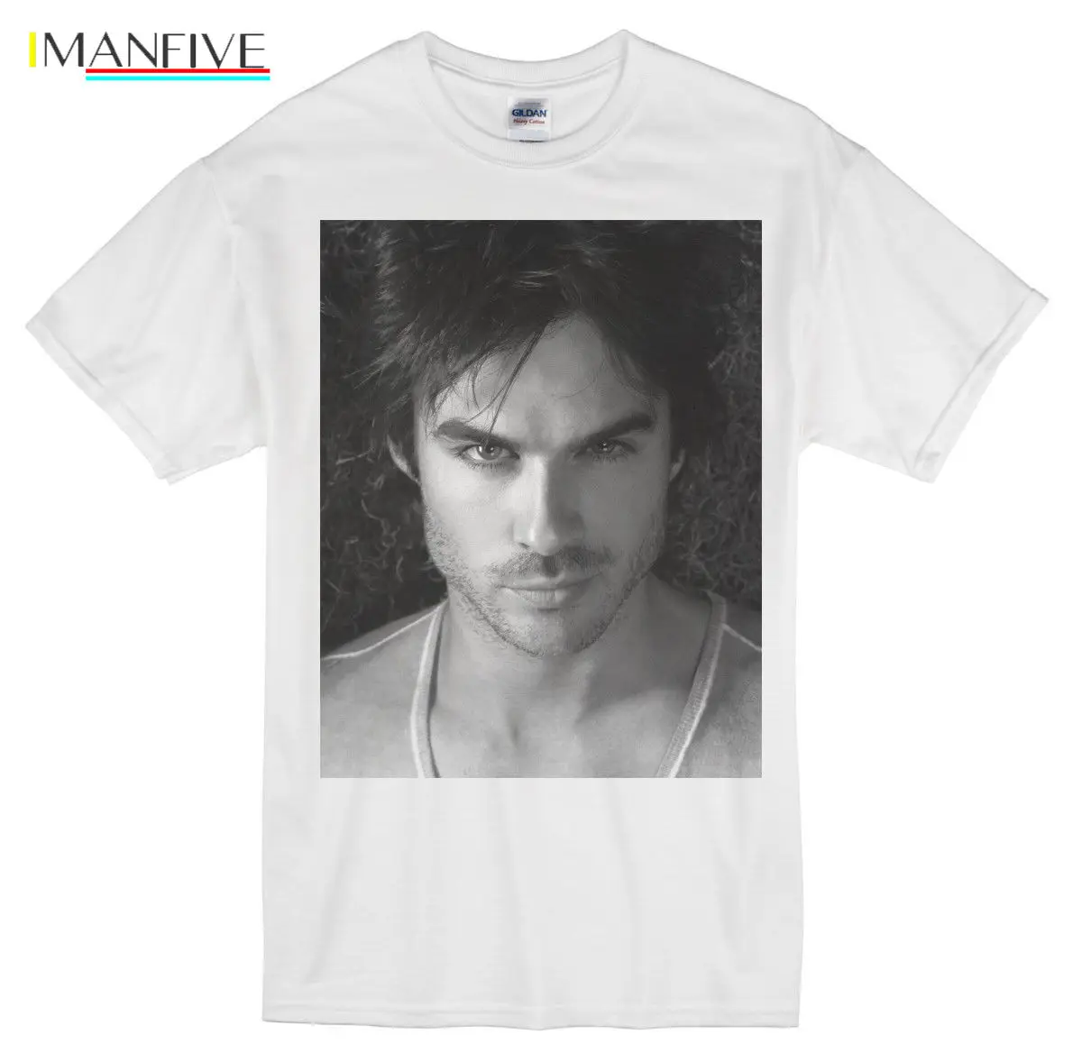 

DAMON SALVATORE THE VAMPIRE DIARIES IAN SOMERHALDER CP23 UNISEX WHITE T SHIRT New Brand-Clothing T-Shirts Top Tee Plus Size 201