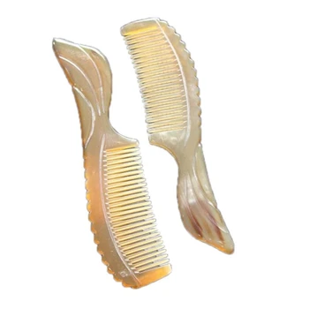 

1PC Natural Yak Horn Round Handles Fine Tooth Comb Hair Straighter Comb Fishtail Anti-Static Hair Massage Brush