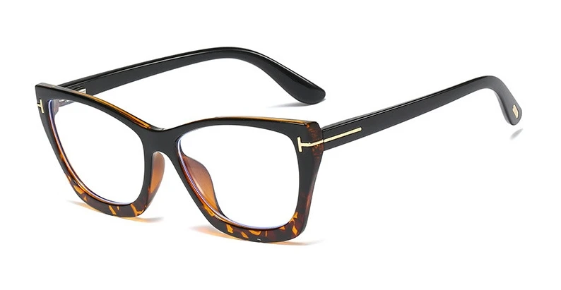 46232 пластиковые титановые очки, оправа, анти-синий светильник, кошачий глаз, мужские и женские оптические модные компьютерные очки - Frame Color: C2 black leopard