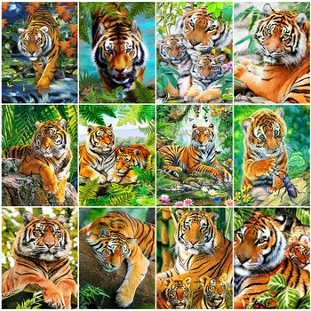 

HUACAN Full Drill Square Diamond Painting Tiger Diamond Art Embroidery Animal Mosaic Natural Scenery Handmade Gift Home Decor