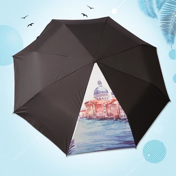

Oil Painting Men Anti uv Umbrella Rain Women Folding Sun Umbrellas Corporation Female Parasol Chinese Art Style Gifts Paraguas
