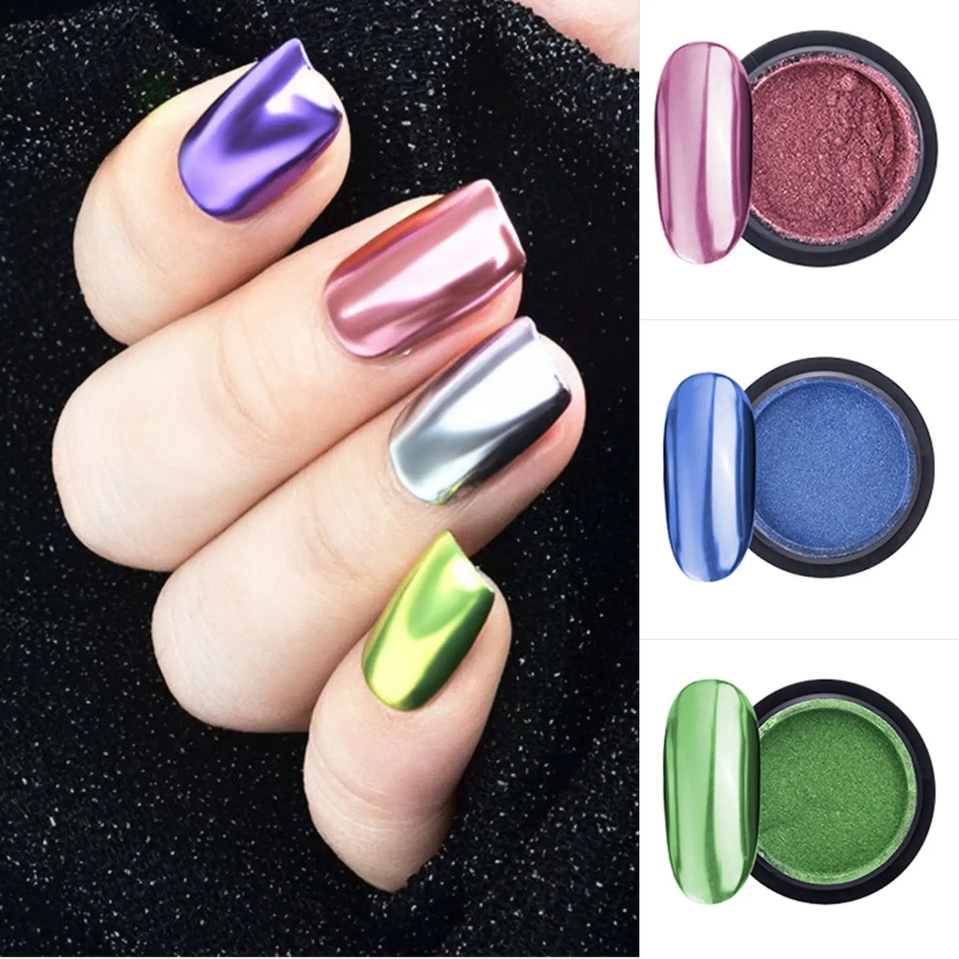 

12 Color Super Bright Nail Titanium Powder Glitter Powder Silver Mirror Flour Optical Metal Plating Sequins Chrome Pigment New
