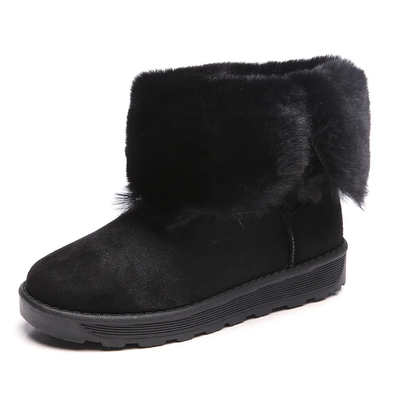New Winter Women Plush Warm Snow Boots Sequins Rabbit Hair Ankle Boots Thicken Cotton Boots Shoes Zapatos De Mujer Botas