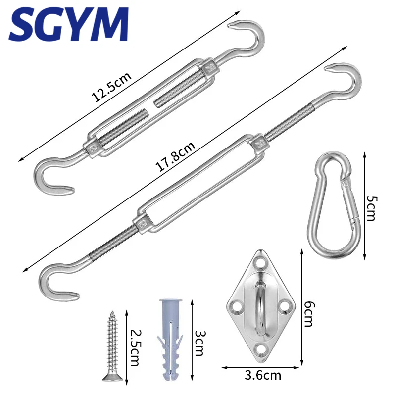 Sun Shade Sail Hardware Kit 304 Stainless Steel Rectangle Square Patio Hook Installation Kit Accessory for Outdoor sun shade hardware kit