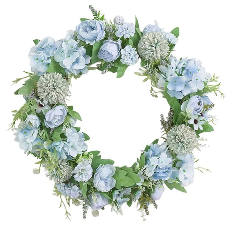 Artificial Hydrangea Peony Floral Spring Wreath With Green Leaves Welcome Front Door For Wedding Wall Home Decor | Дом и сад