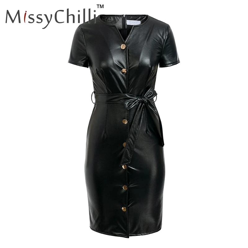 Женское Короткое облегающее платье MissyChilli черное средней длины из искусственной