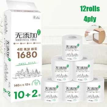 

12 Roll 4-ply Ultra Strong Toilet Paper Roll Bath Bathroom Tissue Soft White for Home Best Price
