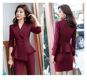 

Slim Fit Formal Pant Suit Office Korean Lady Blazer Business Trousers Work Suits