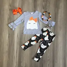 children Girls Fall clothes girls halloween outfits cute ghost top with ghost pants girls boutique clothes with accessories