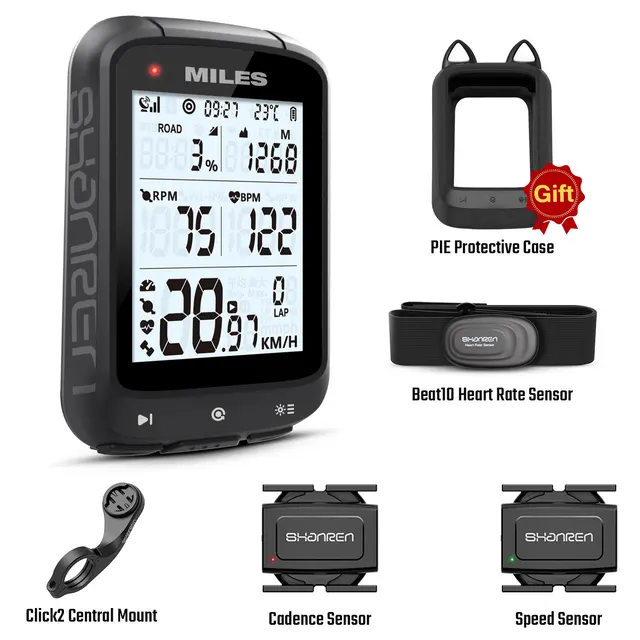 SHANREN MILES GPS Bike Computer Wireless Bicycle Speedometer ANT+ Bluetooth Cycling Computer M Cli2 Sens B10 Pie