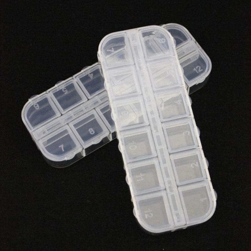 

Clear Jewelry Rhinestones Box (5 Pack) Bead Storage Organizer, 12 Compartments Each