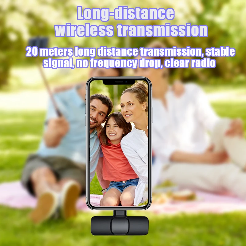 Wireless Lavalier Microphone Portable Audio Video Recording Mini Mic For iPhone 13 12/Type-C Mobile Phone Mike Live Game Teach mic stand Microphones