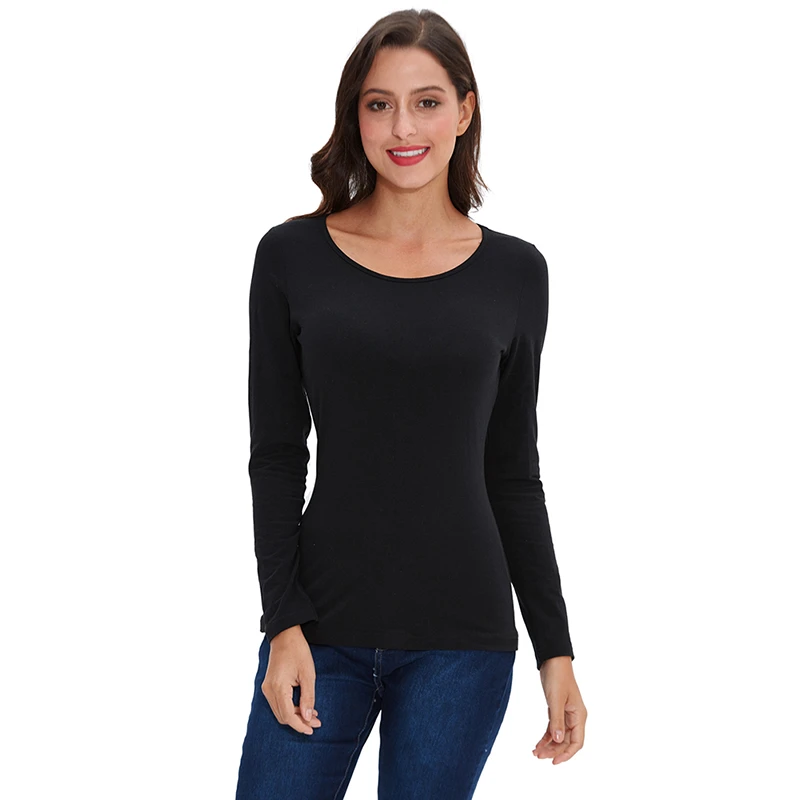 womens plain long sleeve cotton t shirts