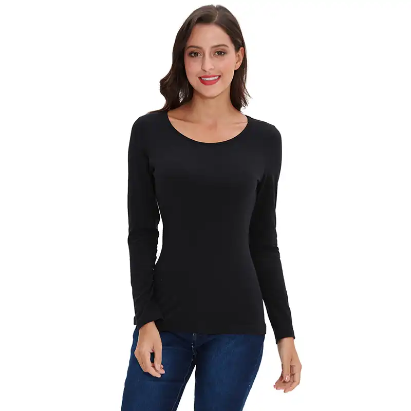 Cotton spandex long sleeve t shirts women's Clearance