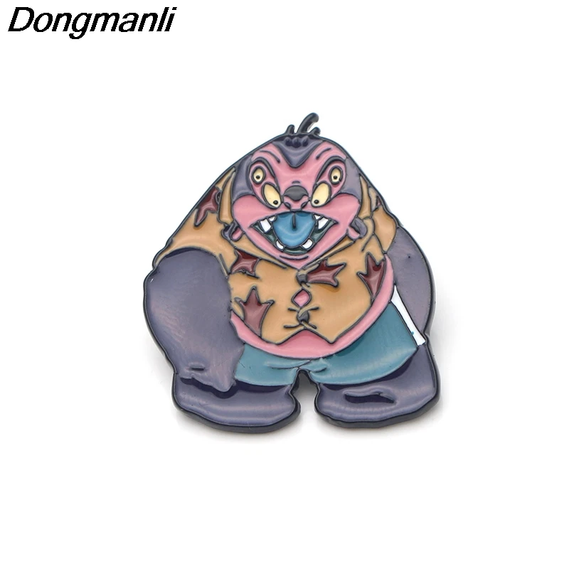 P3452 Dongmanli Lilo& Stitch Jumba Jookiba металлическая Глянцевая булавка и броши для женщин Мужская булавка для лацкана значок для рюкзака детские подарки