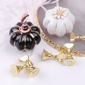 

1Set Pumpkin Magnetic Nail Holder with 6 Tips Practice Training Display Stand Alloy False Showing Shelf Manicure Nail Art Tools