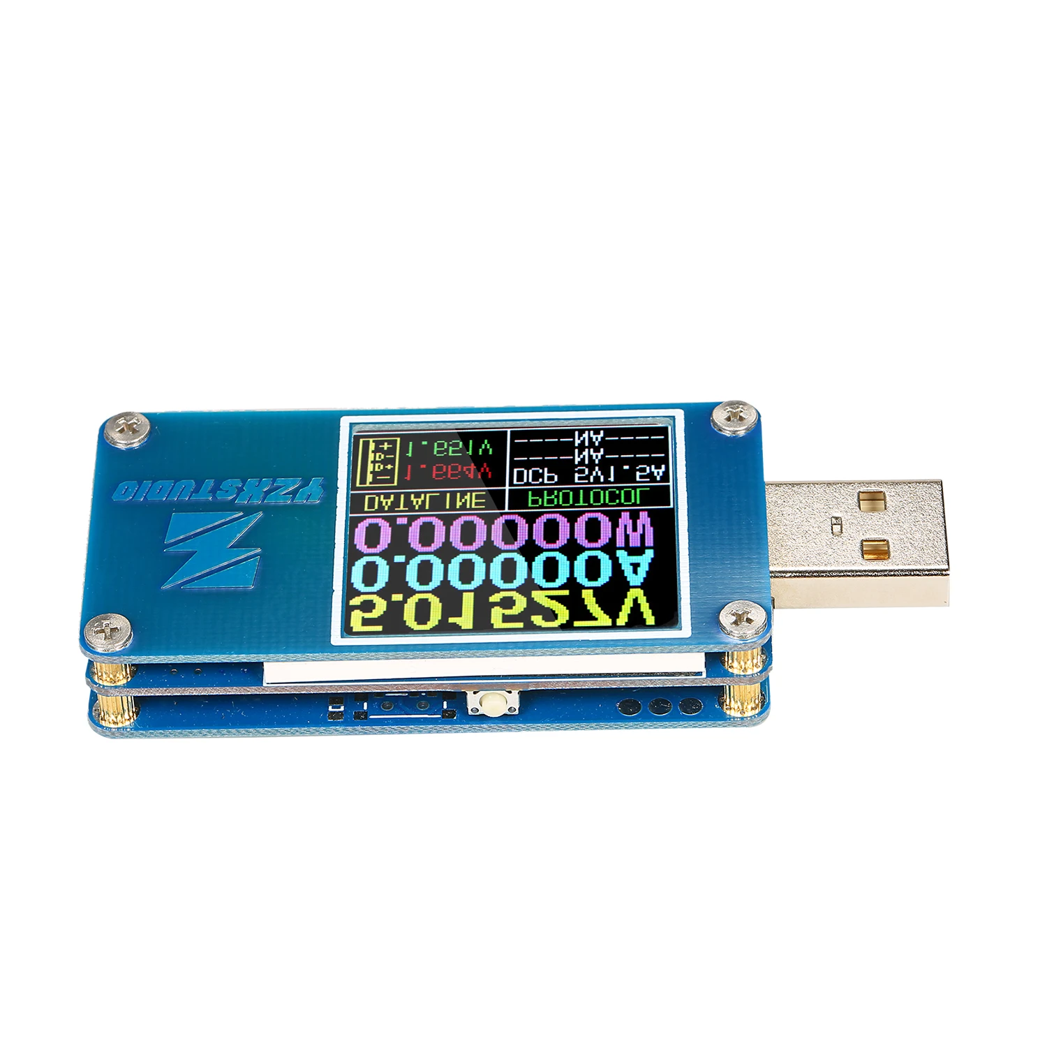 

USB Tester Voltmeter Ammeter Usb Meter Capacity Tester Fast Charge Protocol QC4+PD3.0, 2.0, PPS Detection YZX Studio Blue