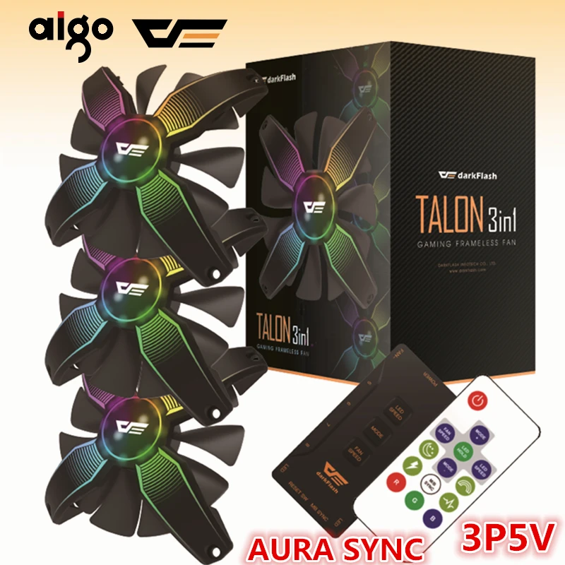 

Aigo darkFlash RGB Fan 3pieces 120mm PC Fan AURA SYNC RGB Control Aura PC Fan Remote Controller Computer Cooling Fan case fans