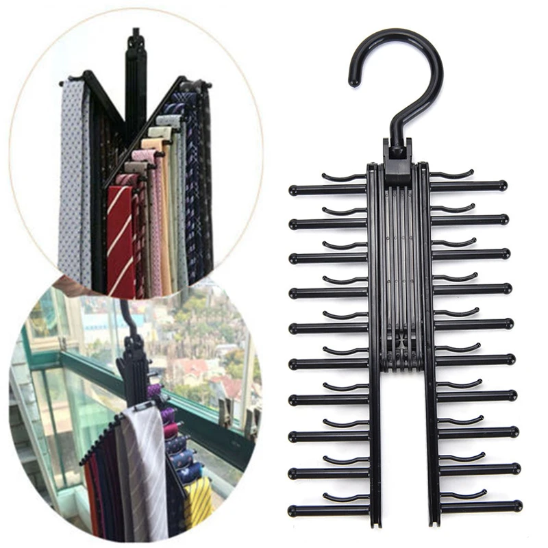 Multifunctional-Creative-Adjustable-360-Degree-Rotating-20-Tie-Rack-Belt-Scarf-Neckties-Hanger-Holder-Closet-Storage