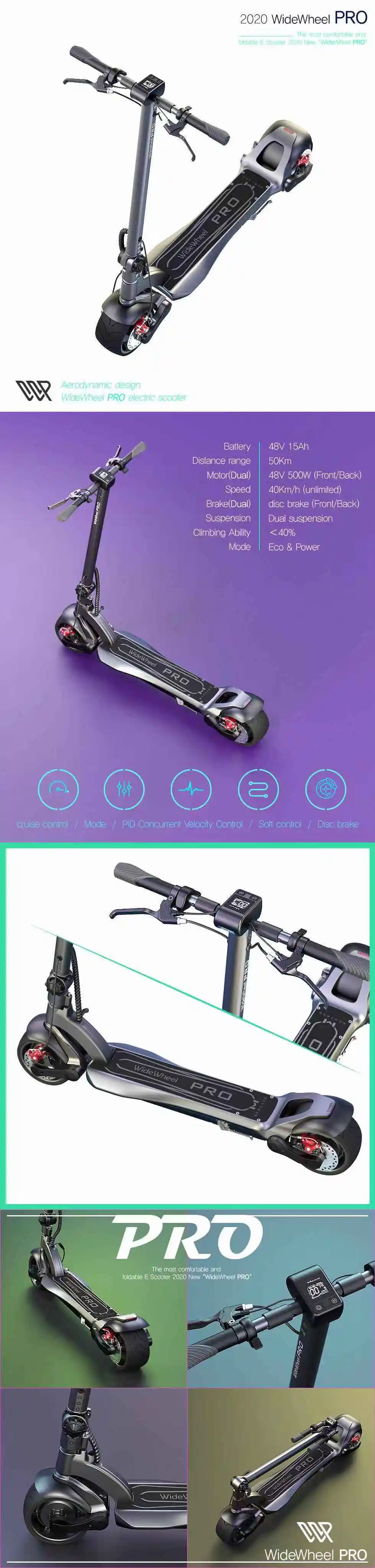 Новые Mercane WideWheel Pro Kickscooter Электрический c площадкой для стояние и широкими колесами двойной мотор дисковый тормоз скейт ХОВЕРБОРДА 48V 1000W