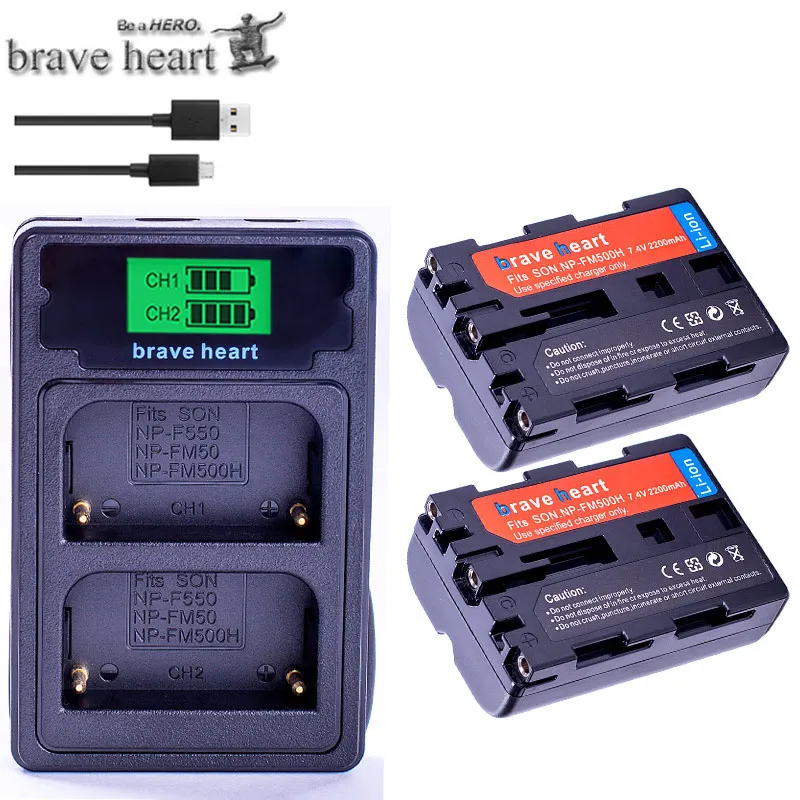 charger and 2battery NP-FM500h для батарея для sony NP FM500h Камера 2200mA акумуляторная батарея+ LCD Dual charger для sony Alpha a58 A65 A77 A99 A350 A550 A580 A900 - Цвет: charger and 2battery