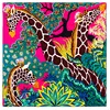 POBING Manual Hand Rolled Twill Silk Scarf Women Three Giraffes Square Scarves Echarpes Foulards Femme Wrap Bandana Hijab 90CM ► Photo 1/6