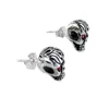Wholesale Price Boy's Girl's 316L Stainless Steel Crystal Red Eye Skull Stud Push-back Earrings Jewelry 6