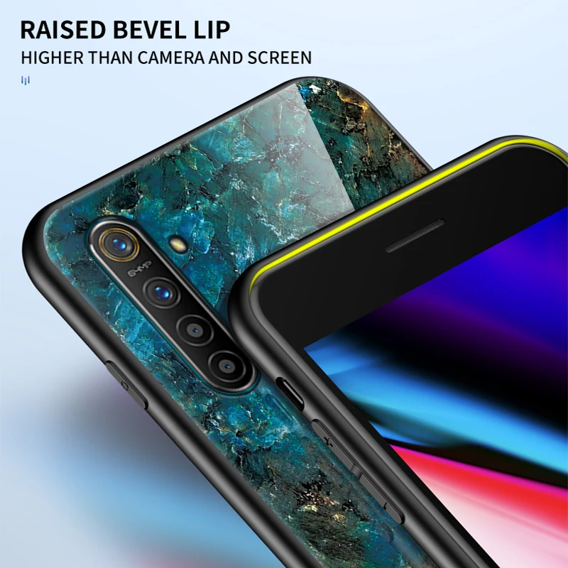 Marble Tempered Glass Case for Realme XT Case 6.4 inch Fashion Soft Bumper Hard Phone Back Cover for Realme X2 Case