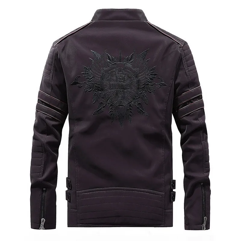 MORUANCLE Для Мужчин's Марка NEW FASHION Hi Street кожаные Косухи с флисовой подкладкой зимние теплые мотоциклетная куртка верхняя одежда, плотный пуховик теплая ветровка