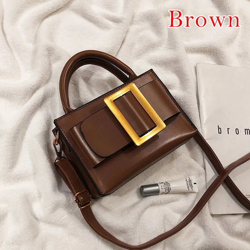 brown MoneRffi, женские мини-кошельки с металлической пряжкой, ручная сумка, женская сумка на молнии с верхней ручкой, сумка через плечо из искусственной кожи, сумка через плечо - Цвет: brown