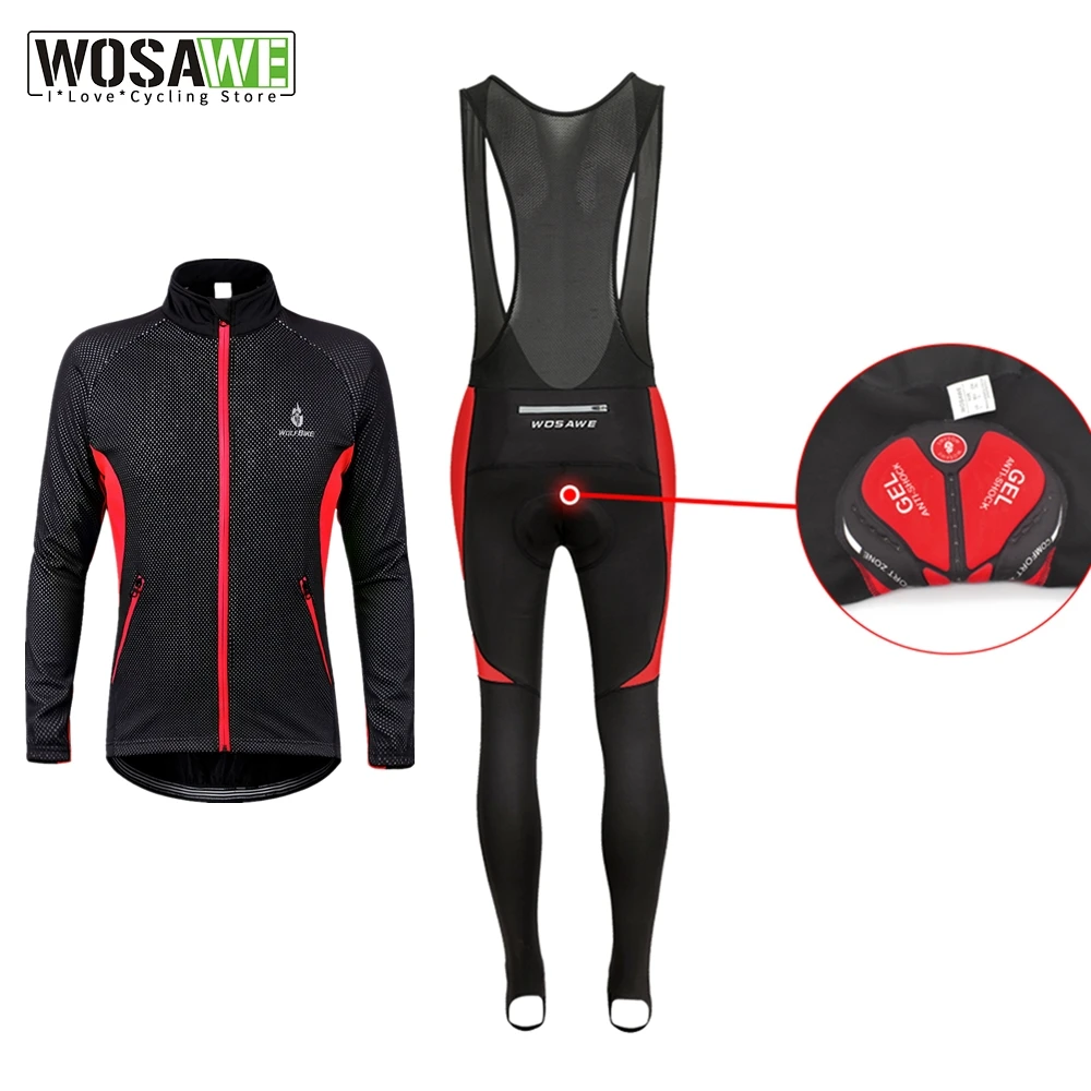 WOSAWE Зимняя Теплая Флисовая одежда для велоспорта мужской костюм уличная езды на