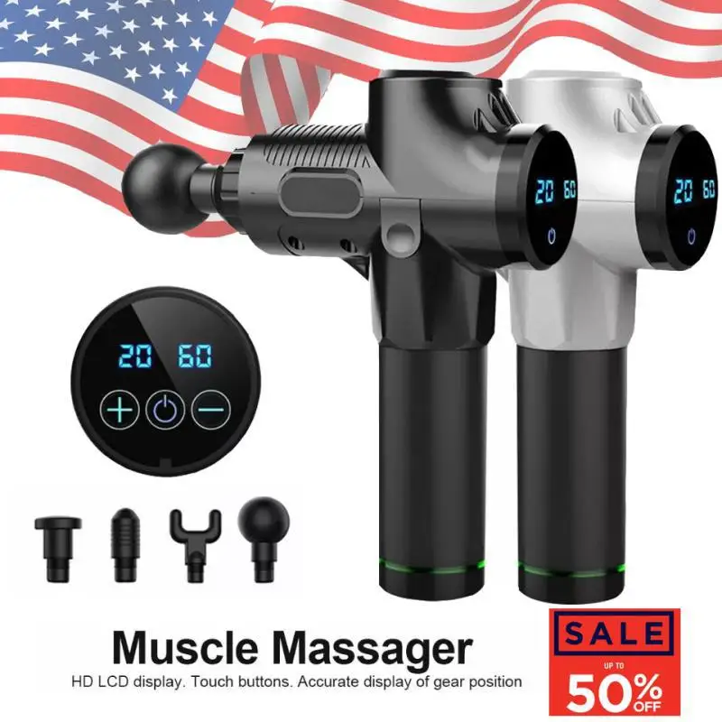

Electric fascial gun touch screen whole body massage gun portable muscle relaxing massager meridian vibration impact gun