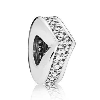 

New 925 Sterling Silver Bead Charm Shine Shimmering Wish With Crystal Space Beads Fit Pandora Bracelet Bangle Diy Jewelry