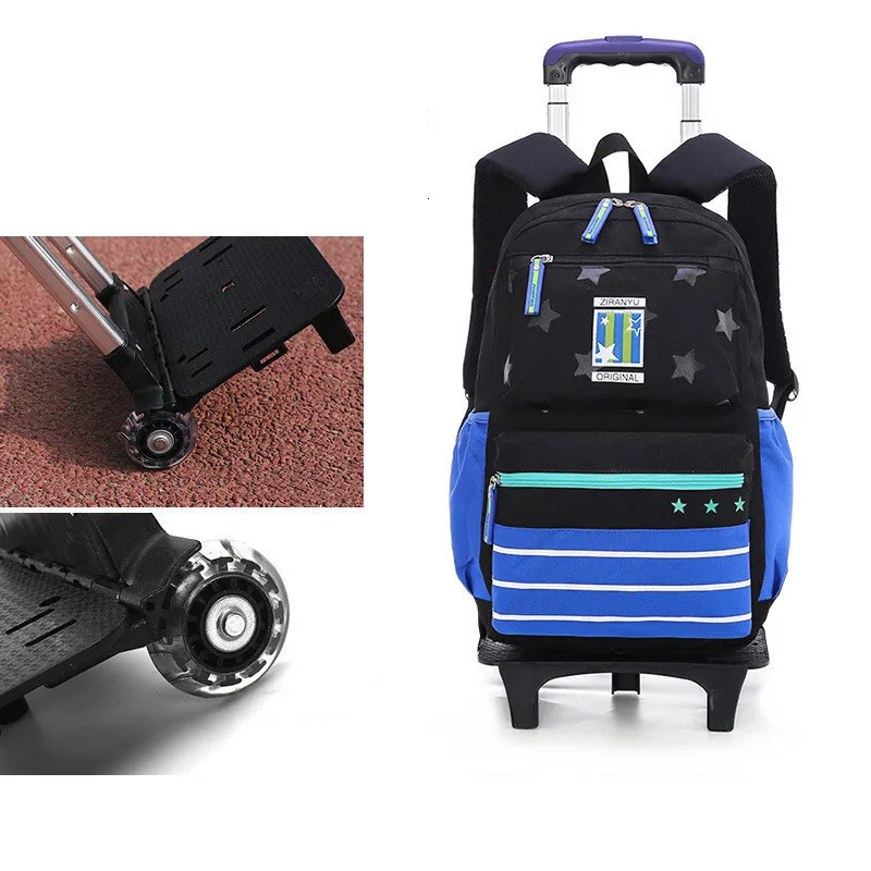 Waterproof Children Trolley School Bag 2/6 wheels Removable Backpack School bags Fashion Backpack Travel Bag Mochilas Escolares