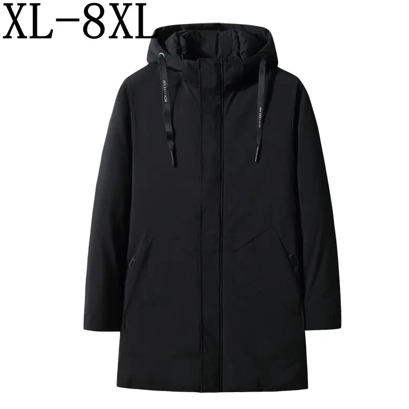 Размер 8XL 7XL 6XL зимняя куртка с хлопковой подкладкой Мужская Высококачественная парка с капюшоном Длинная толстая Свободная куртка пальто мужские непромокаемые парки
