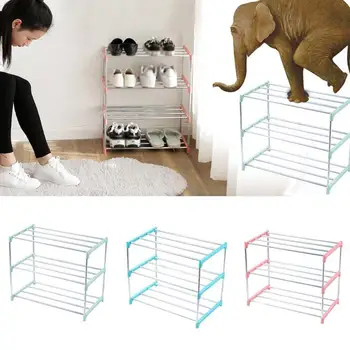 

3/4 Tiers Stackable Shoe Rack Storage Shelf Home Entryway Shoes Organizer Stainless steel shoe rack
