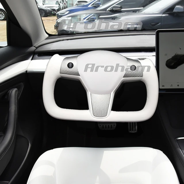 美品 テスラ モデル3 ヨークステアリング ホワイト カーボン TESLA 美品 テスラ モデル3 ヨークステアリング ホワイト カーボン TESLA
