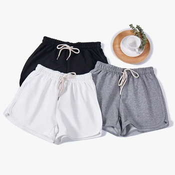 

Casual Elastic Waist Cotton Shorts Women Solid Width Leg Shorts Gym Loose Breathable Wild Shorts Female Summer Women's Clothing