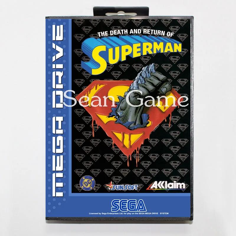 Игровая карта Elevata prestazione 16 бит MD для Sega Mega Drive Super Man с розничной