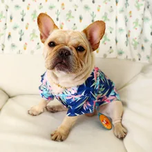 Гавайский стиль, рубашка для собак, одежда для домашних животных, рубашка с принтом для маленьких и средних собак, пляжный Повседневный стиль, синий цвет