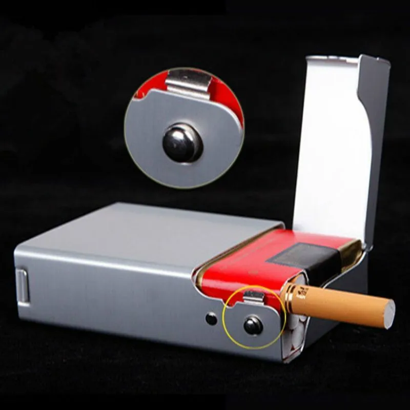 

Fashion Portable thin Automatic Aluminum alloy Moistureproof prevent pressure cigarettes case cigarette box